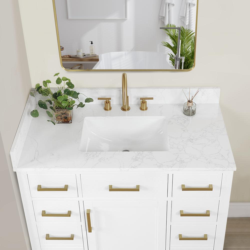 42" Single Bathroom Vanity in White without Mirror. Picture 9