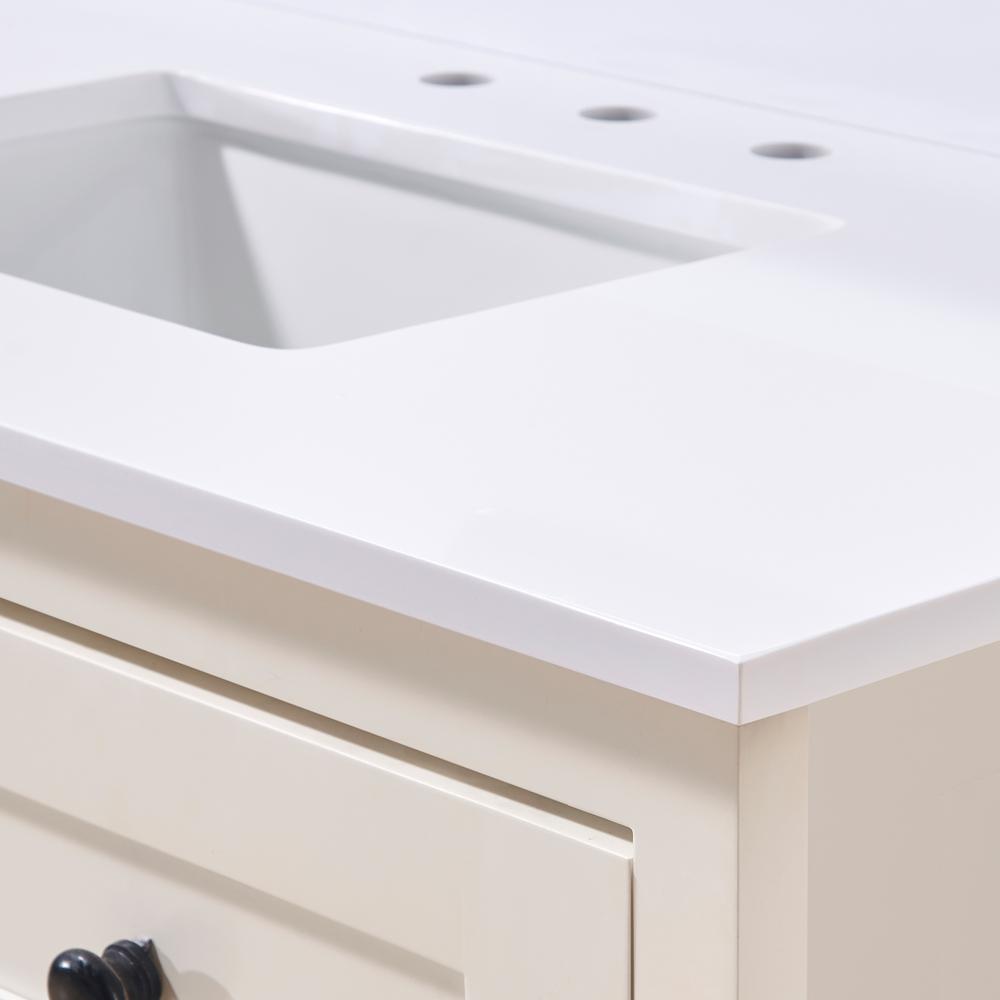 43. in Composite Stone Vanity Top in Snow White with White Sink. Picture 8