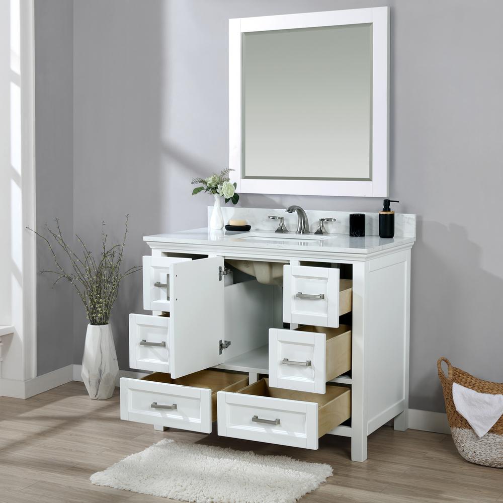 42" Single Bathroom Vanity Set in White with Mirror. Picture 5
