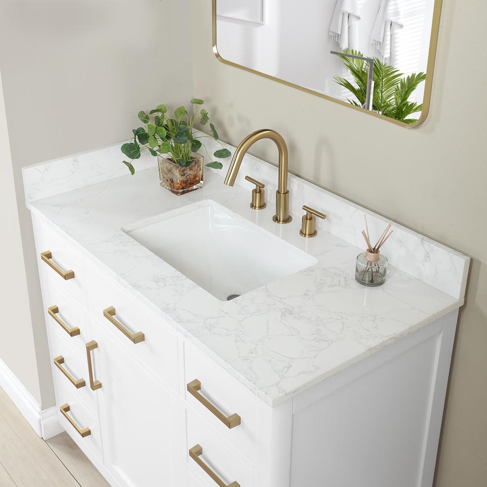 42" Single Bathroom Vanity in White without Mirror. Picture 6
