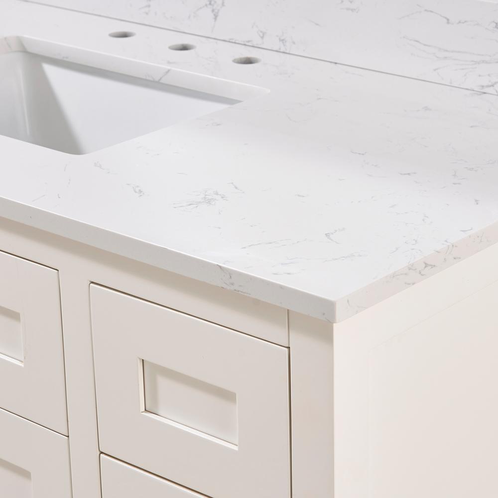 49. in Composite Stone Vanity Top in Aosta White with White Sink. Picture 6
