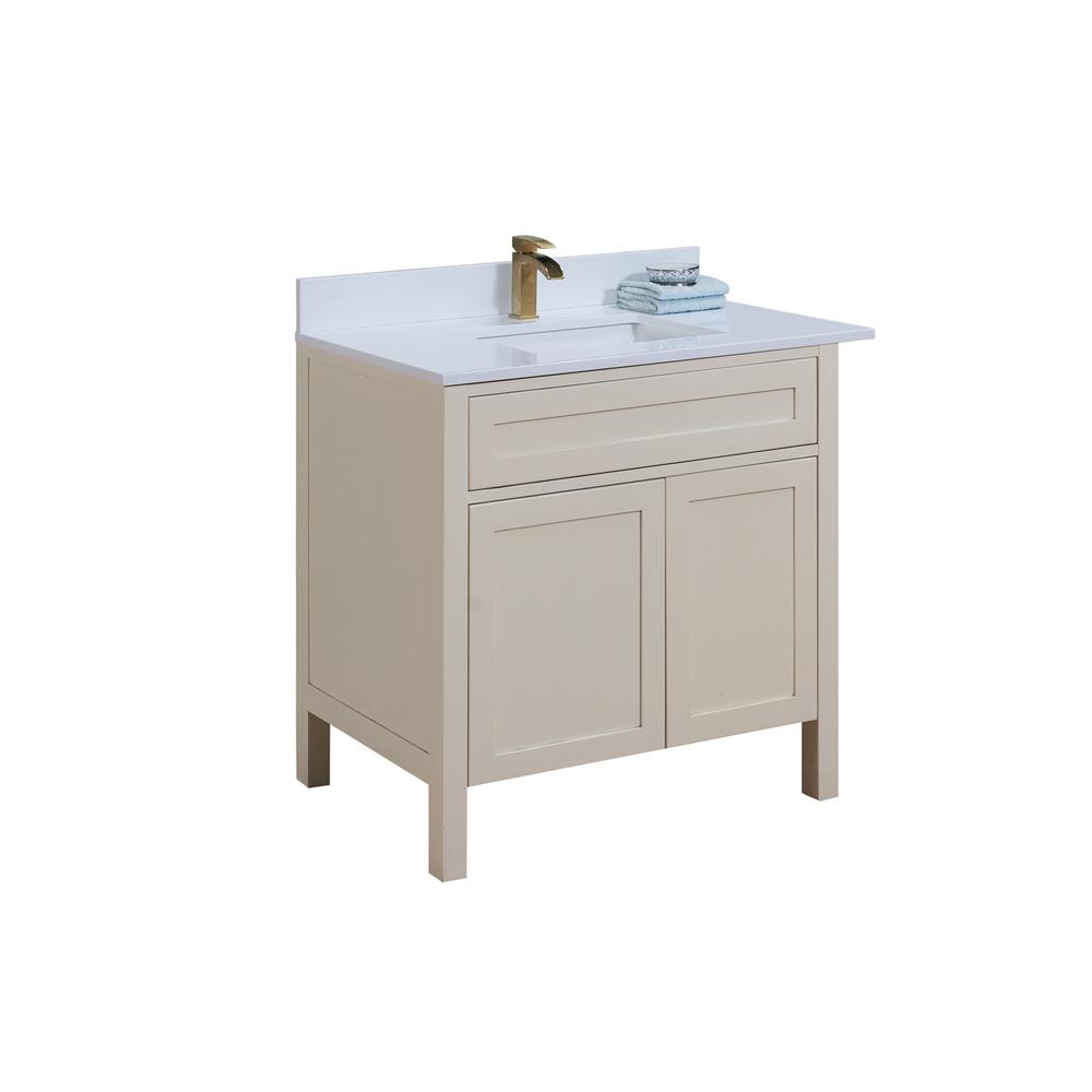 37 in. Composite Stone Vanity Top in Snow White with White Sink. Picture 5