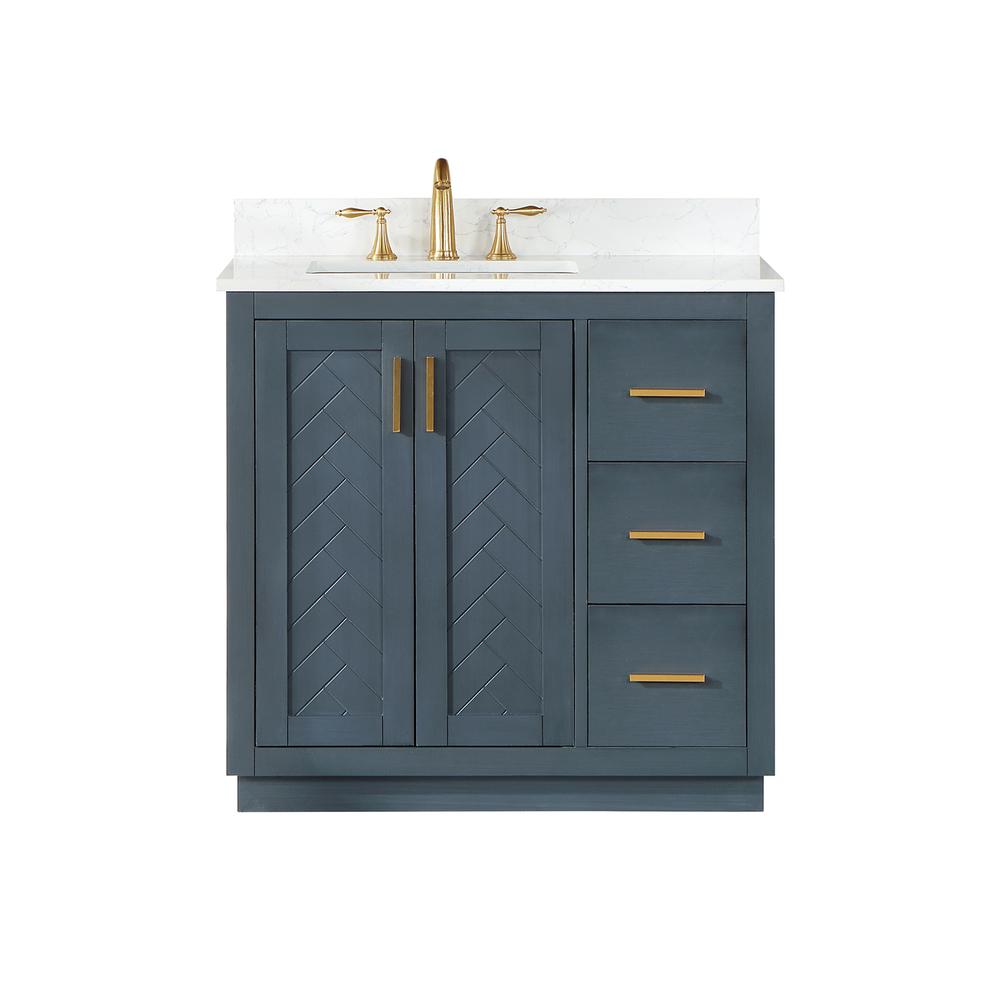 36" Single Bathroom Vanity Set in Classic Blue without Mirror. Picture 1