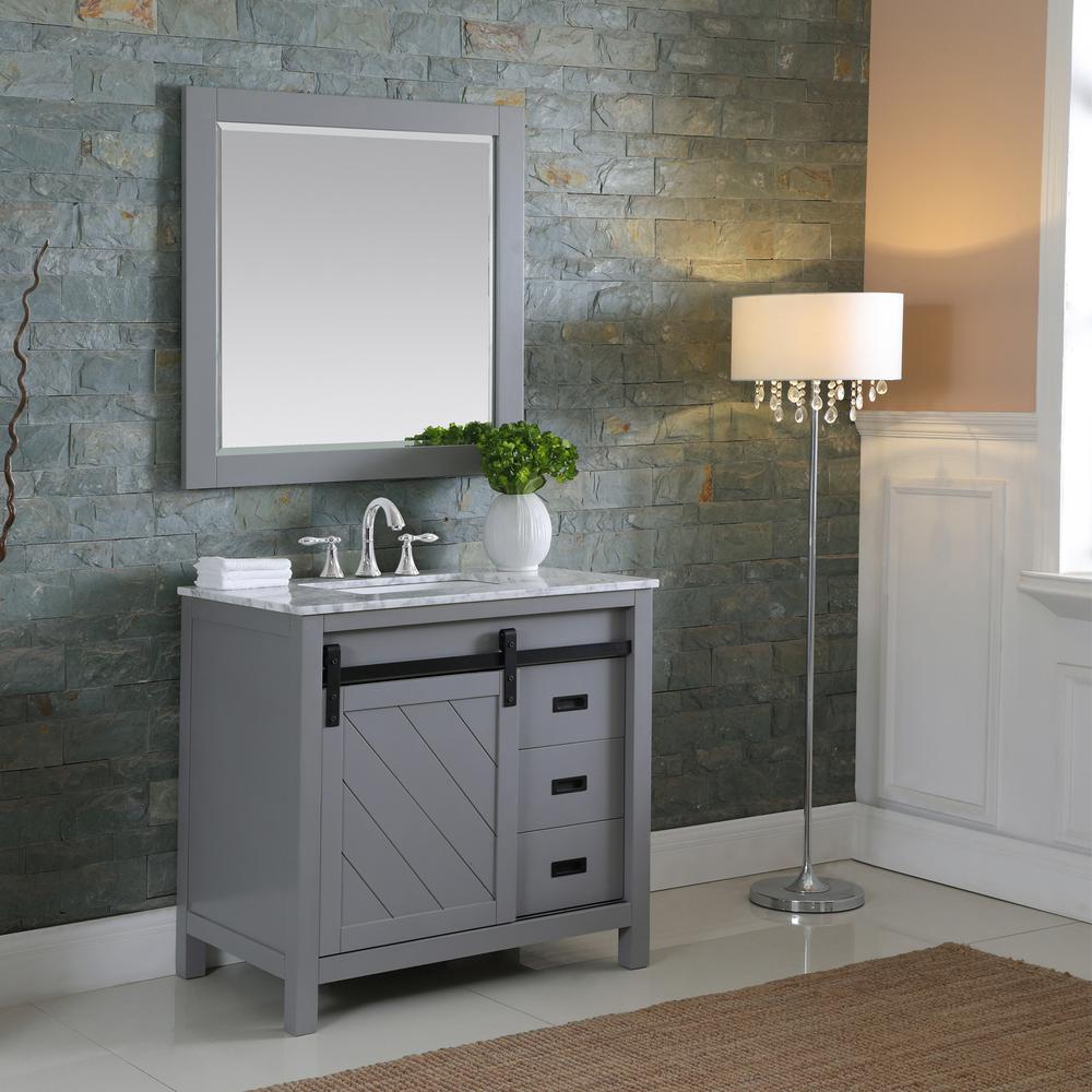 36" Single Bathroom Vanity Set in Gray with Mirror. Picture 4