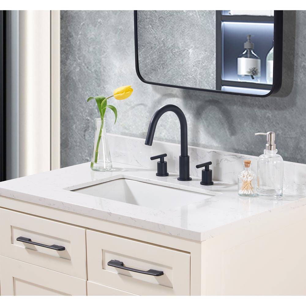 37. in Composite Stone Vanity Top in Aosta White with White Sink. Picture 7