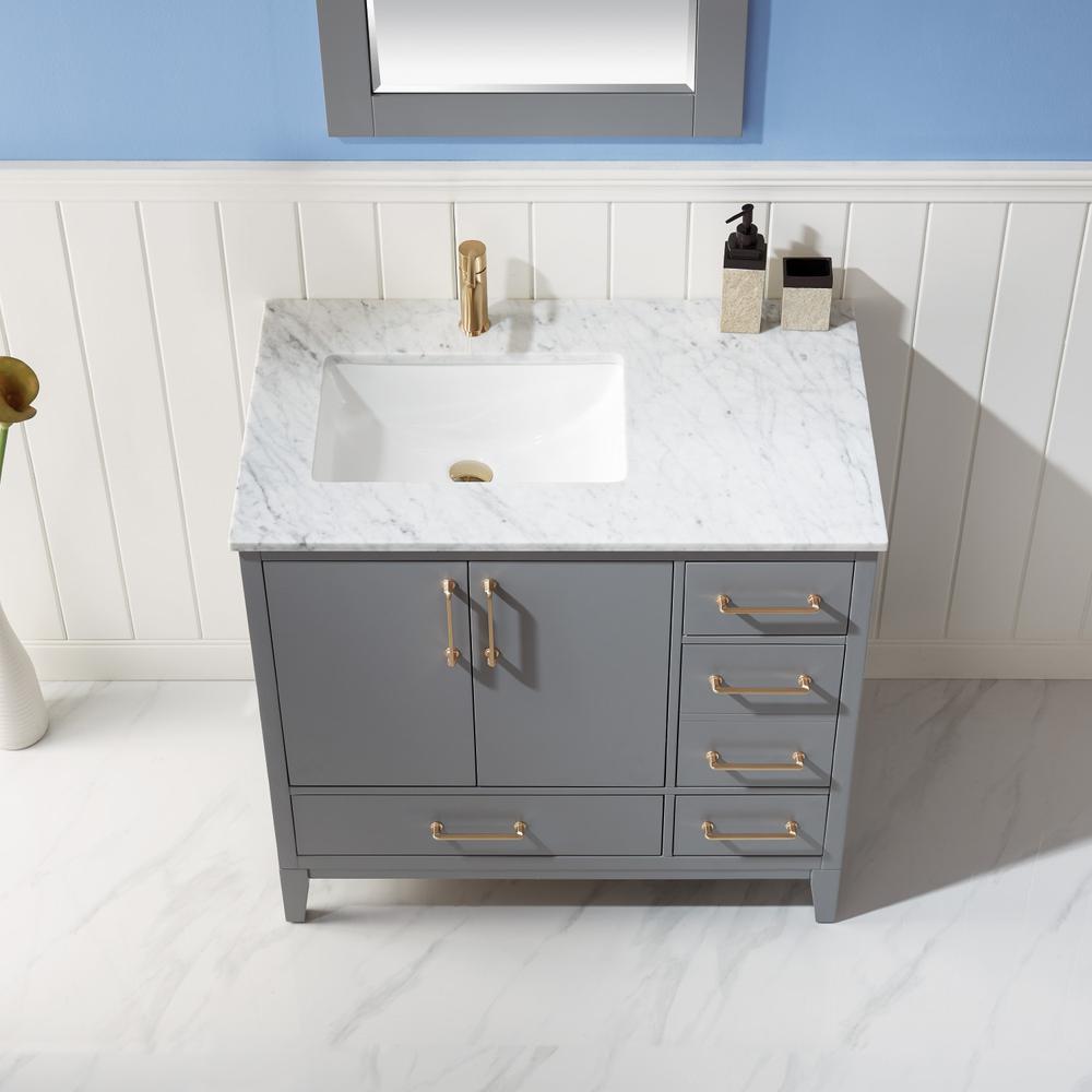 36" Single Bathroom Vanity Set in Gray with Mirror. Picture 6
