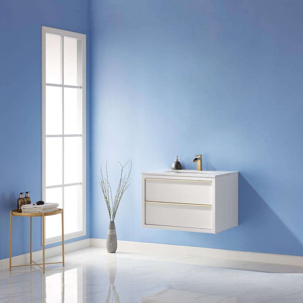 30" Single Bathroom Vanity Set in White without Mirror. Picture 6