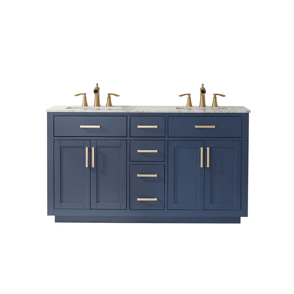60" Double Bathroom Vanity Set in Royal Blue without Mirror. Picture 1