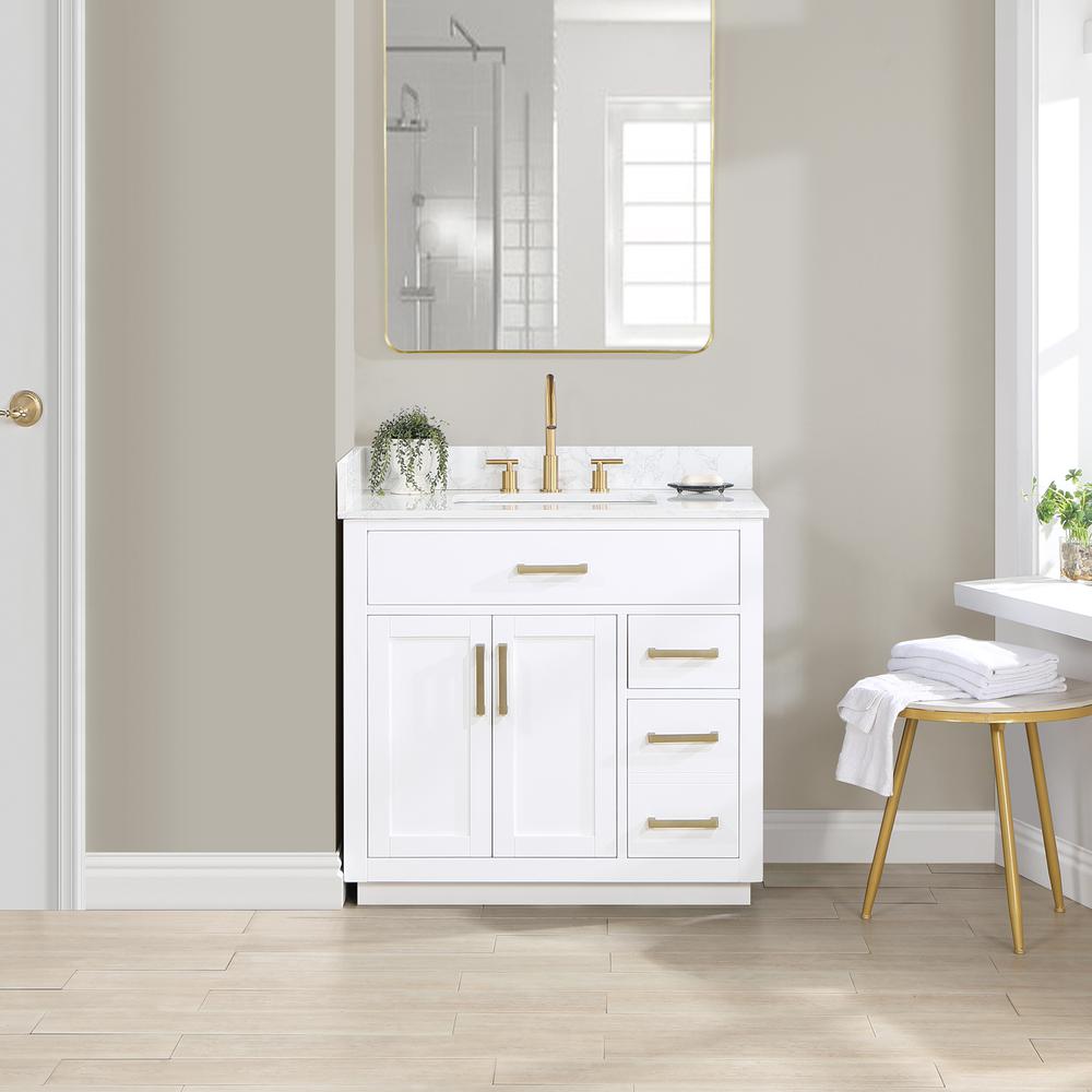 36" Single Bathroom Vanity in White without Mirror. Picture 8