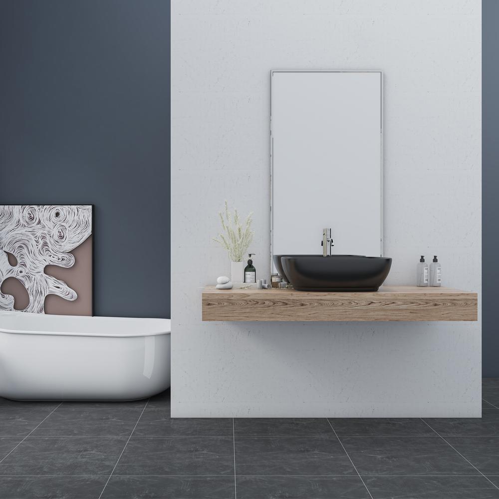 20 in. Oval Black
 Finish Ceramic Vessel Bathroom Vanity Sink. Picture 9