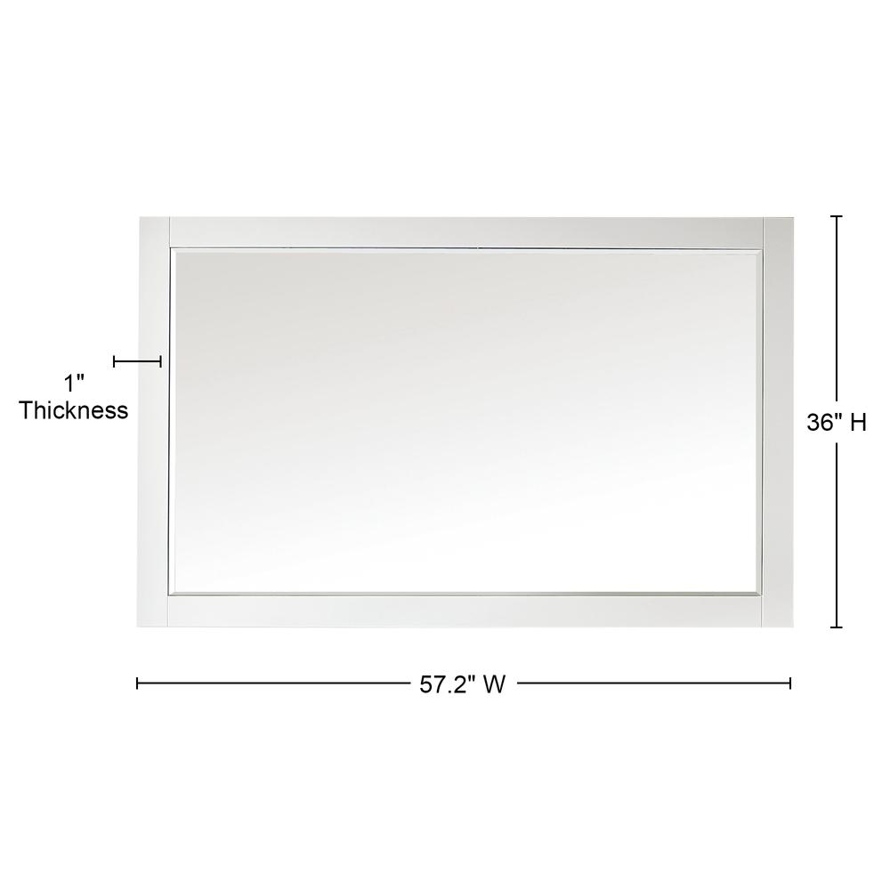 58" Rectangular Bathroom Wood Framed Wall Mirror in White. Picture 10