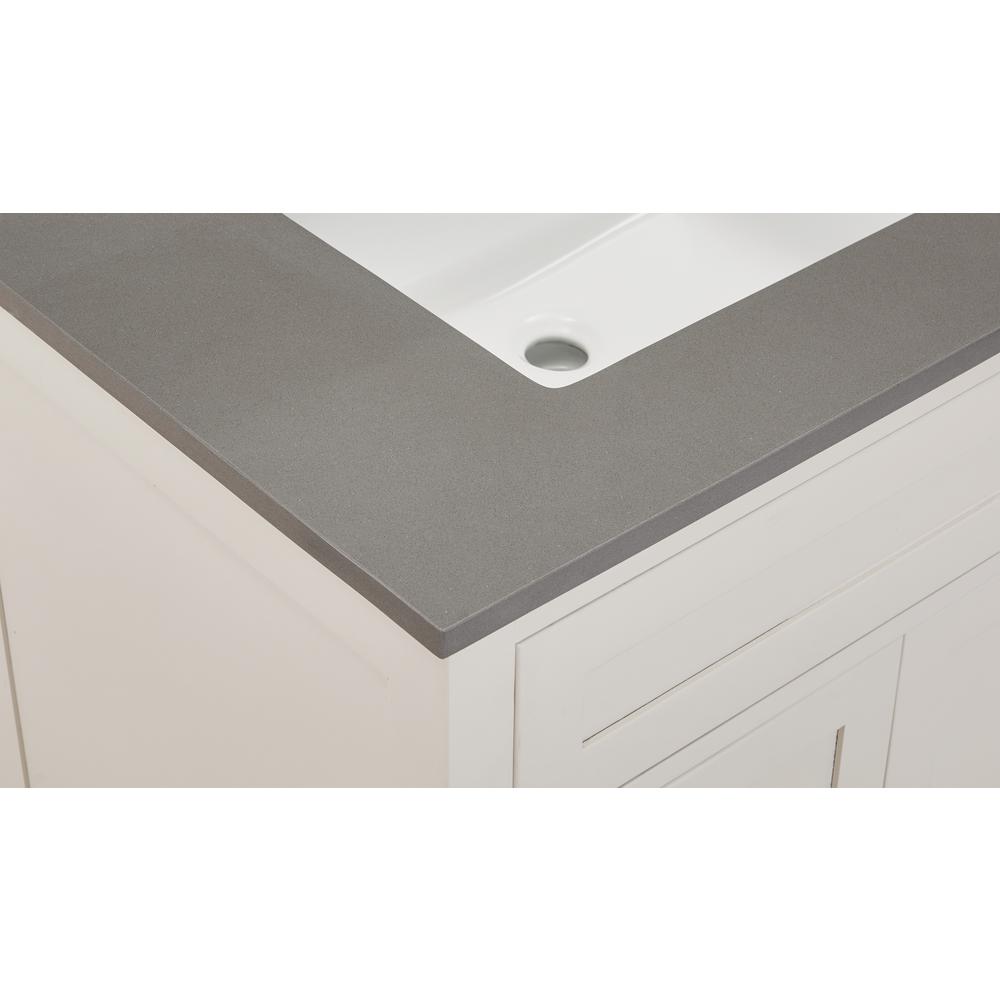 31 in. Composite Stone Vanity Top In Concrete Grey with White  Sink. Picture 5