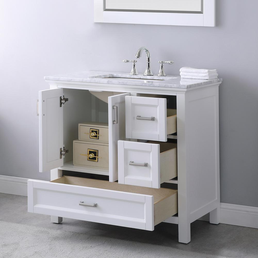 36" Single Bathroom Vanity Set in White with Mirror. Picture 10