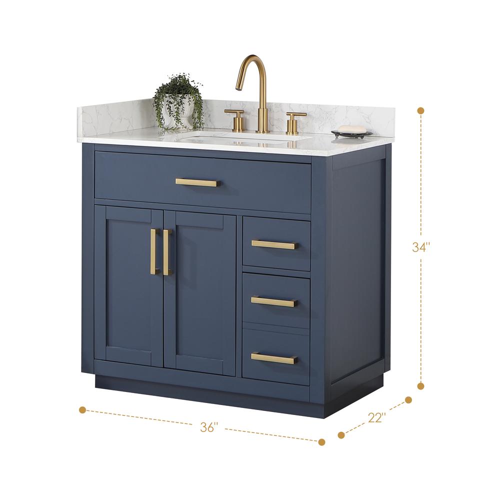 36" Single Bathroom Vanity in Royal Blue without Mirror. Picture 3