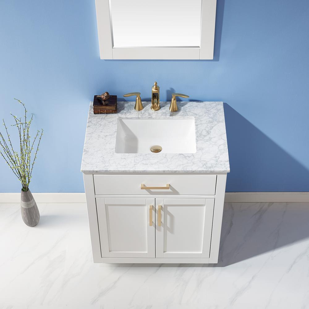 30" Single Bathroom Vanity Set in White with Mirror. Picture 6