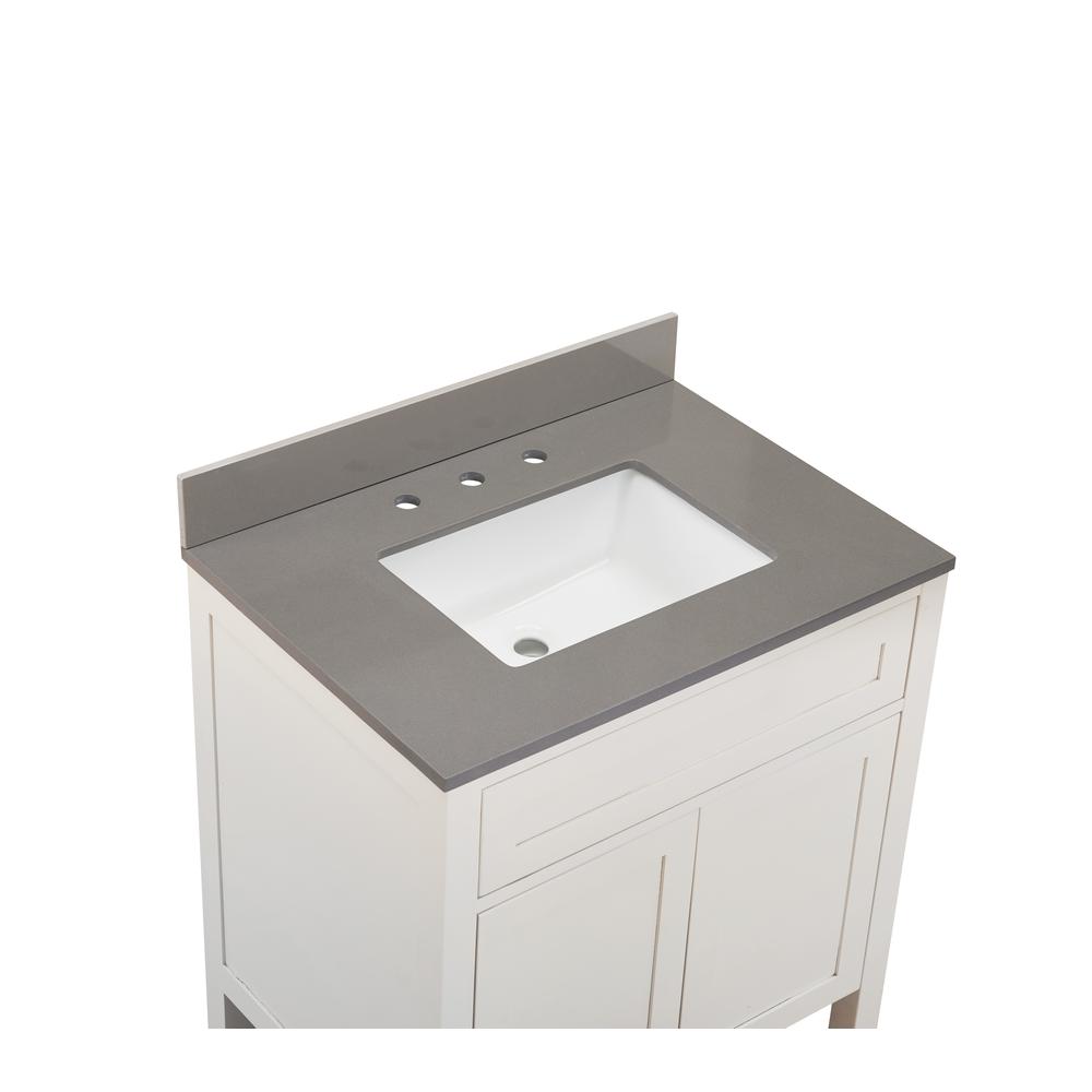 31 in. Composite Stone Vanity Top In Concrete Grey with White  Sink. Picture 4