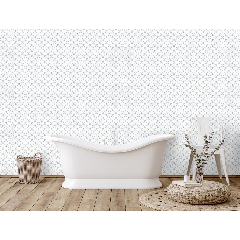 Badajoz 11.5” x 10.94” Honeycomb Glass Mosaic Floor and Wall Tile. Picture 4