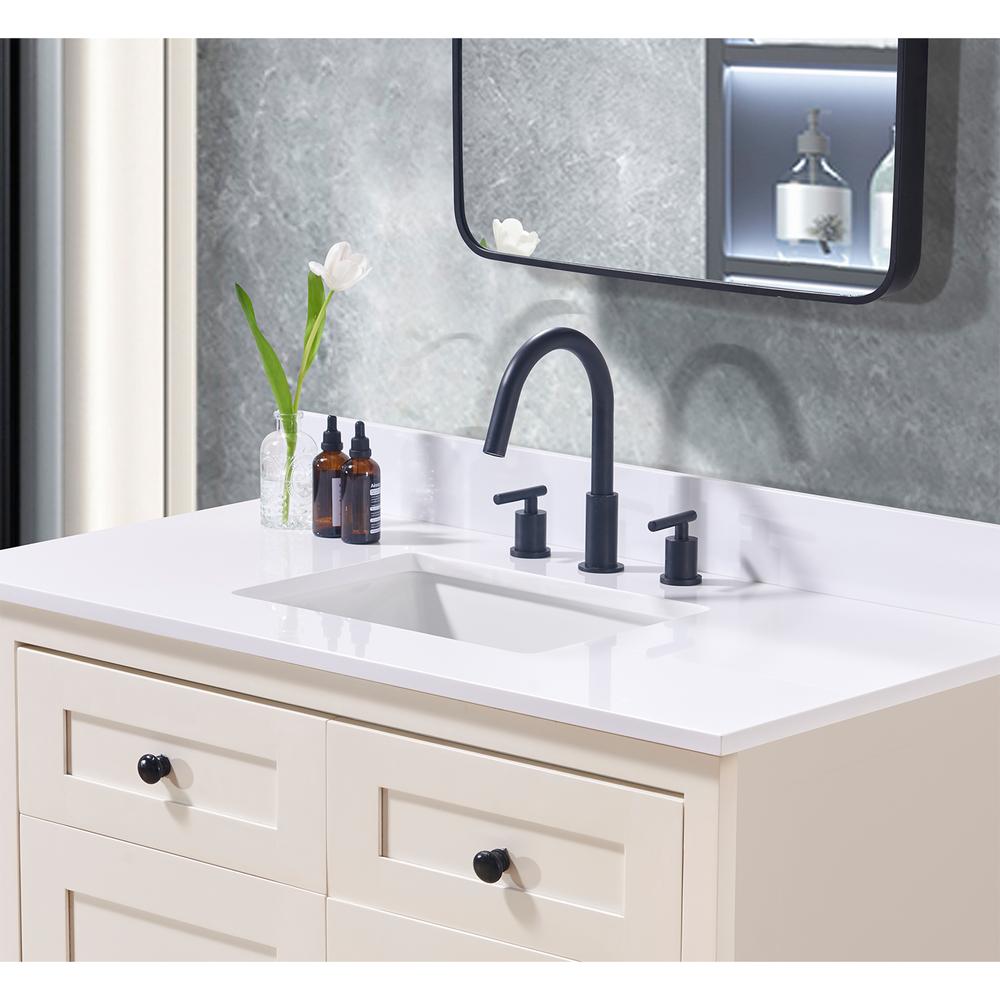 43. in Composite Stone Vanity Top in Snow White with White Sink. Picture 9