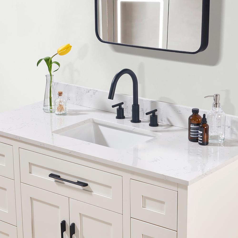 49. in Composite Stone Vanity Top in Aosta White with White Sink. Picture 7