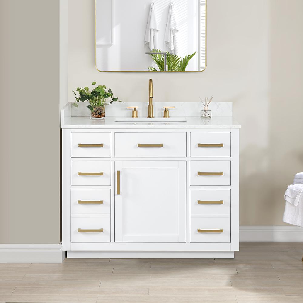 42" Single Bathroom Vanity in White without Mirror. Picture 4