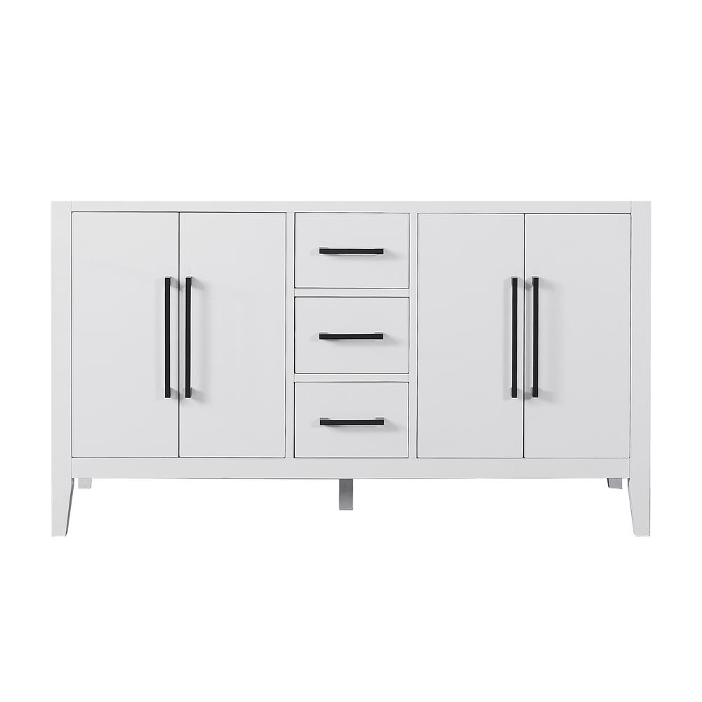 Double Bathroom Cabinet Vanity Base in White without Top and Sink, no Mirror. Picture 1