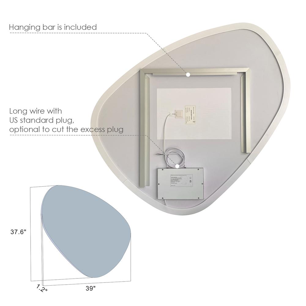 Rasso Novelty 39" Frameless Modern Bathroom/Vanity LED Lighted Wall Mirror. Picture 6
