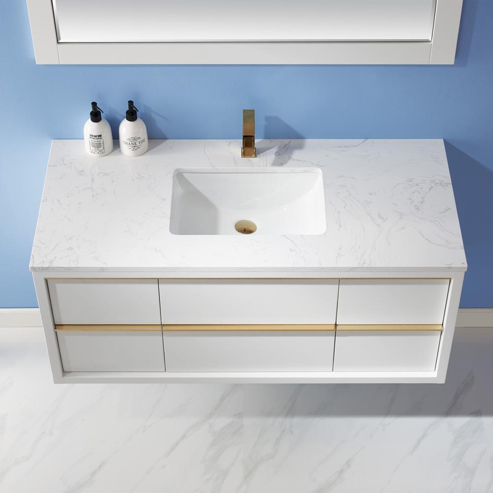 48" Single Bathroom Vanity Set in White with Mirror. Picture 8