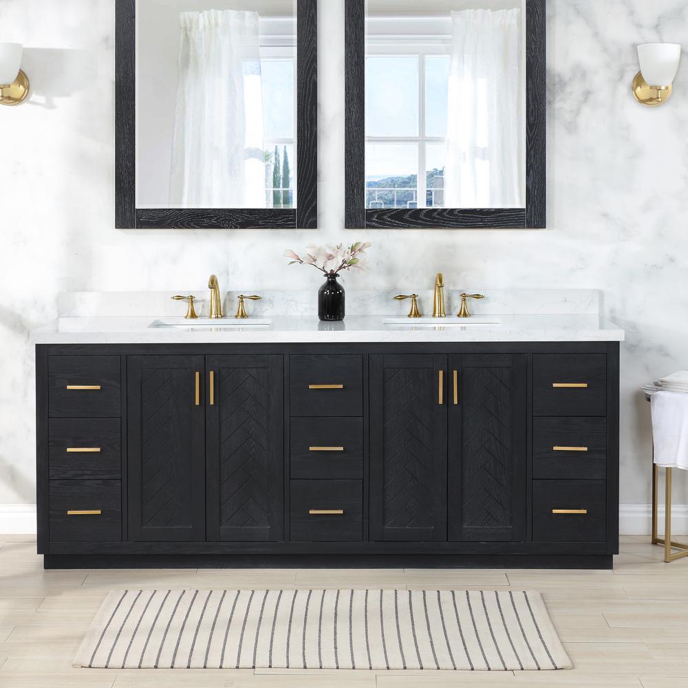 84" Double Bathroom Vanity Set in Black Oak without Mirror. Picture 4