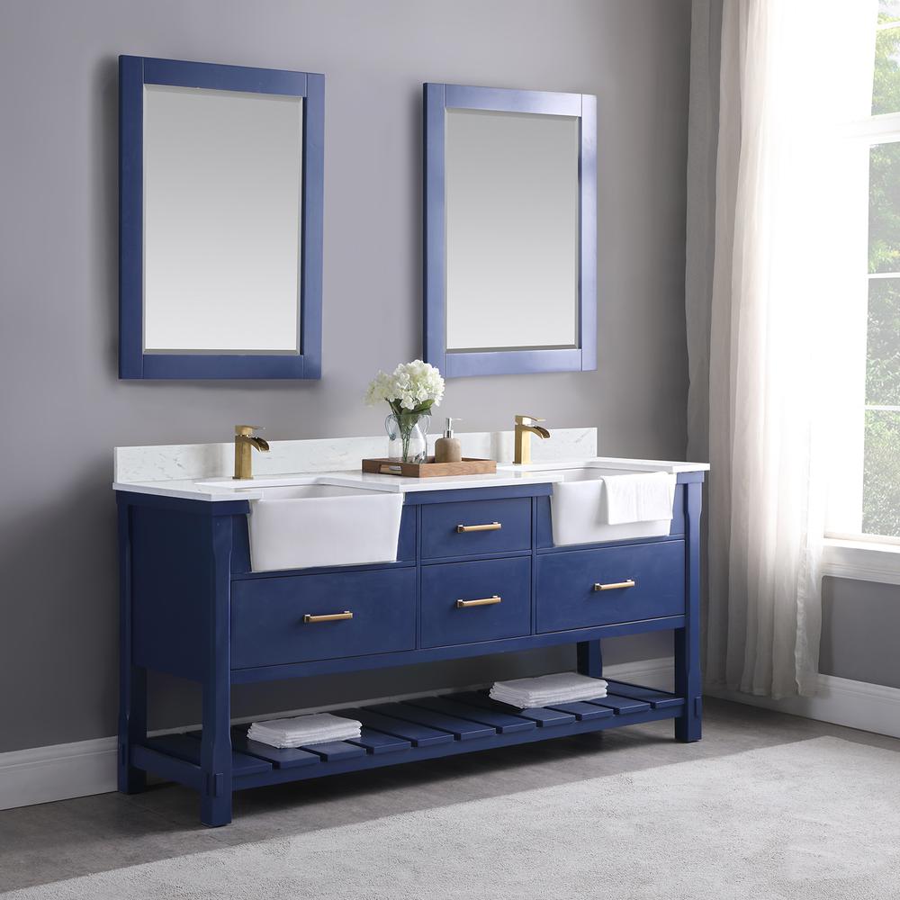 72" Double Bathroom Vanity Set in Jewelry Blue without Mirror. Picture 11
