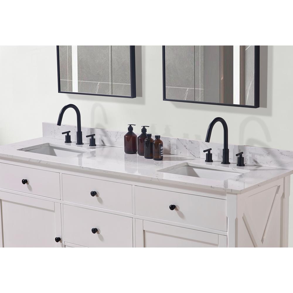 73. in Composite Stone Vanity Top in Aosta White with White Sink. Picture 6