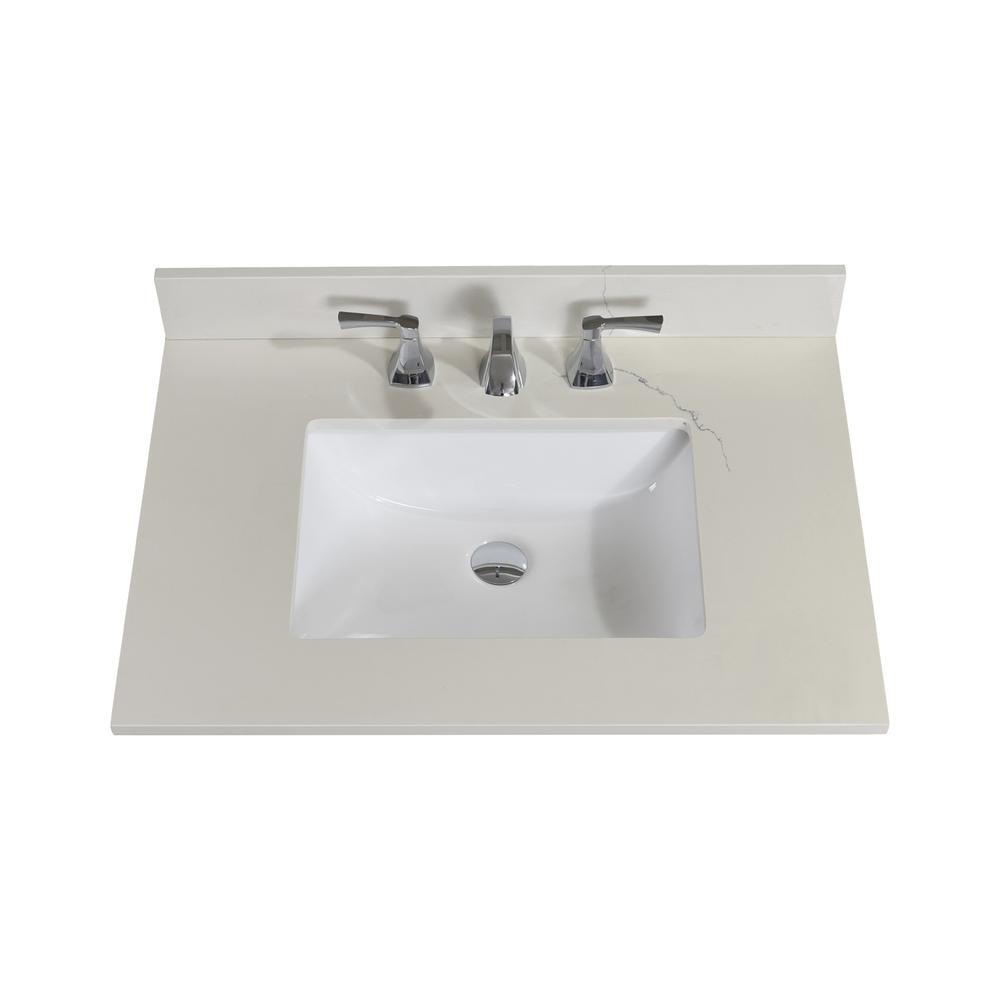 31 in. Composite Stone Vanity Top in Milano White with White Sink. Picture 1