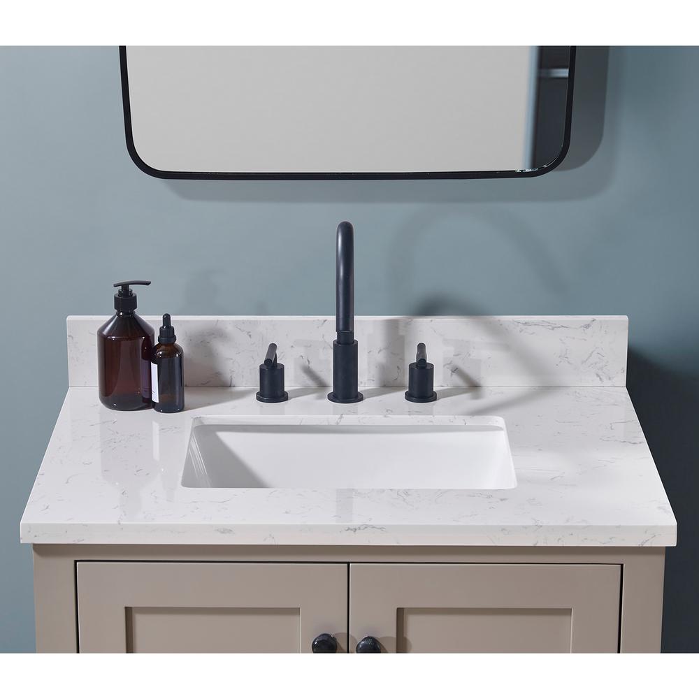 31. in Composite Stone Vanity Top in Aosta White with White Sink. Picture 9