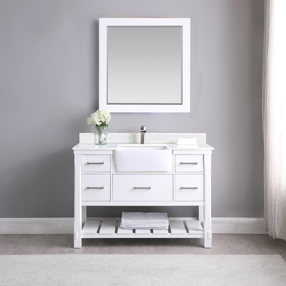 48" Single Bathroom Vanity Set in White with Mirror. Picture 4