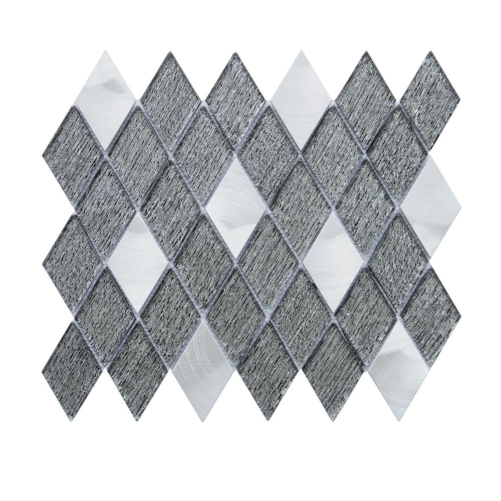 Ballagh 9.9" x 12" Diamond Laminated Glass Mosaic Mix Aluminum Wall Tile. Picture 2