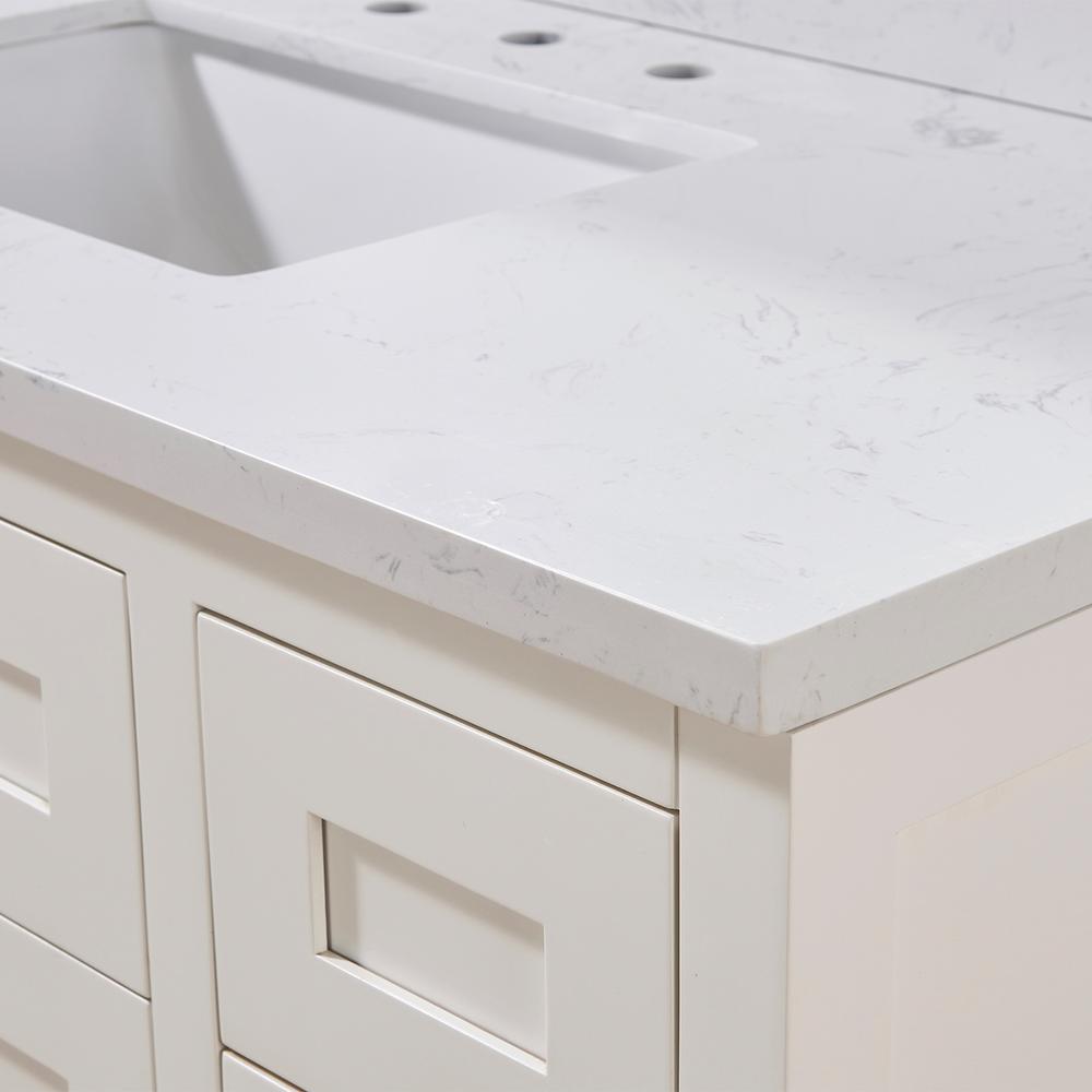 49. in Composite Stone Vanity Top in Aosta White with White Sink. Picture 6