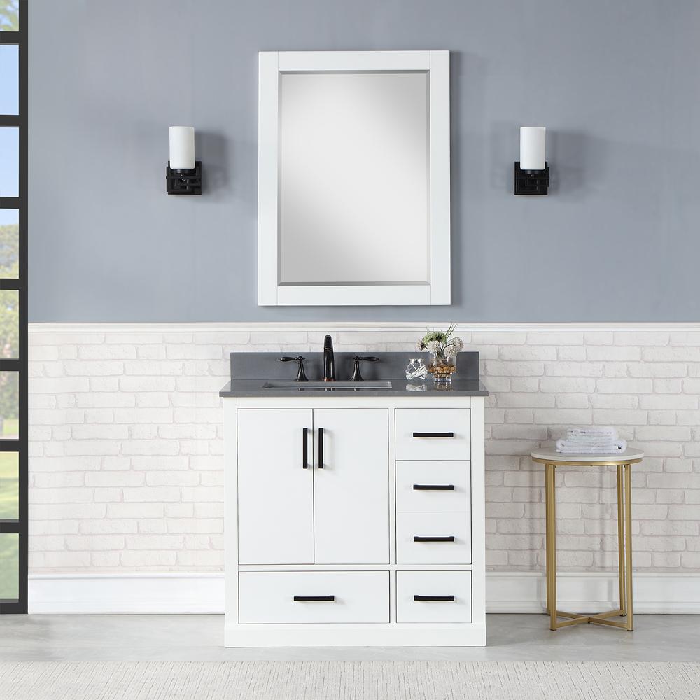 36" Single Bathroom Vanity Set in White with Mirror. Picture 3