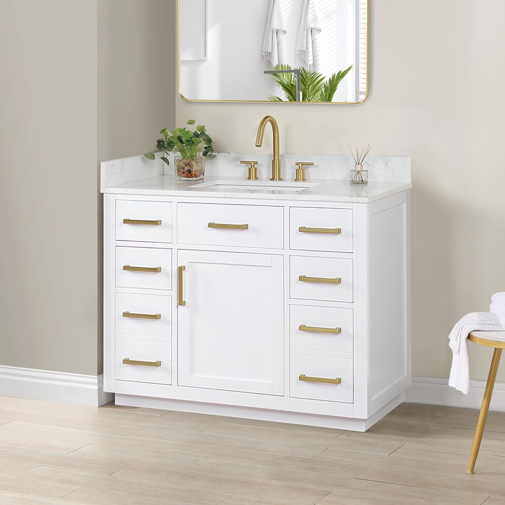 42" Single Bathroom Vanity in White without Mirror. Picture 5