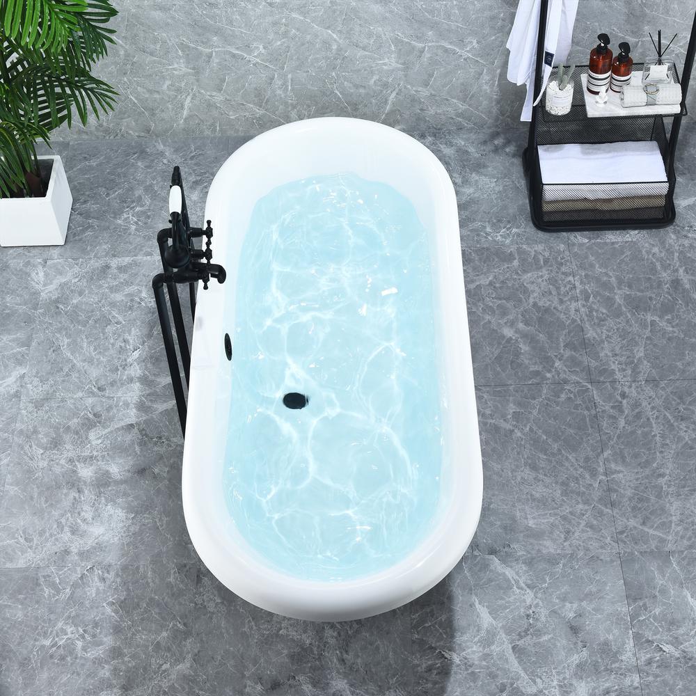 Kerta 67" x 29" Acrylic Clawfoot Soaking Bathtub in Glossy White. Picture 9