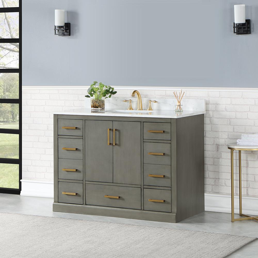 48" Single Bathroom Vanity Set in Gray Pine without Mirror. Picture 4