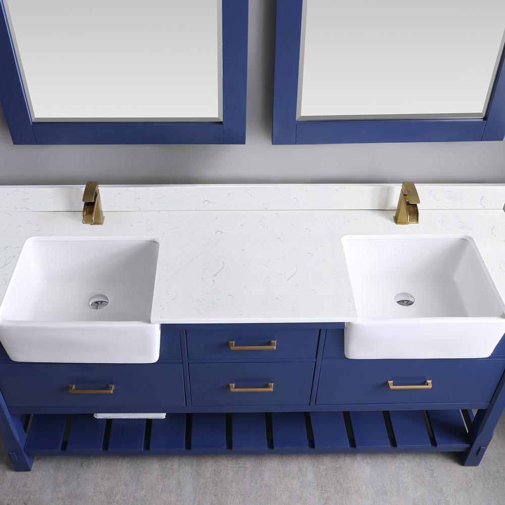 72" Double Bathroom Vanity Set in Jewelry Blue without Mirror. Picture 5