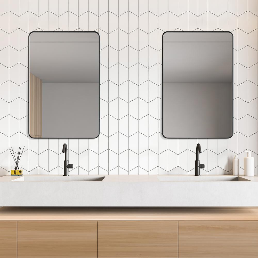 Nettuno 24" Rectangle Bathroom/Vanity Matt Black Aluminum Framed Wall Mirror. Picture 13