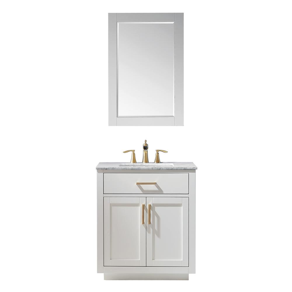 30" Single Bathroom Vanity Set in White with Mirror. Picture 1