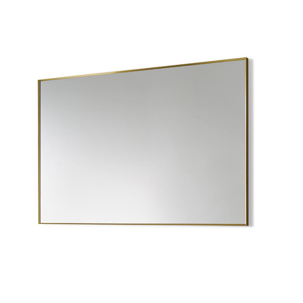 Sassi 48" Rectangle Bathroom/Vanity Brushed Gold Aluminum Framed Wall Mirror. Picture 2