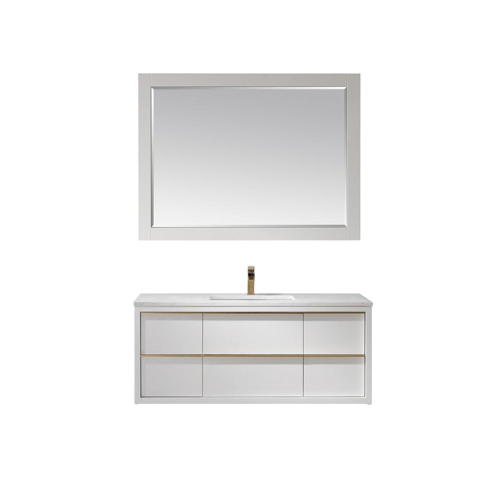 48" Single Bathroom Vanity Set in White with Mirror. Picture 1
