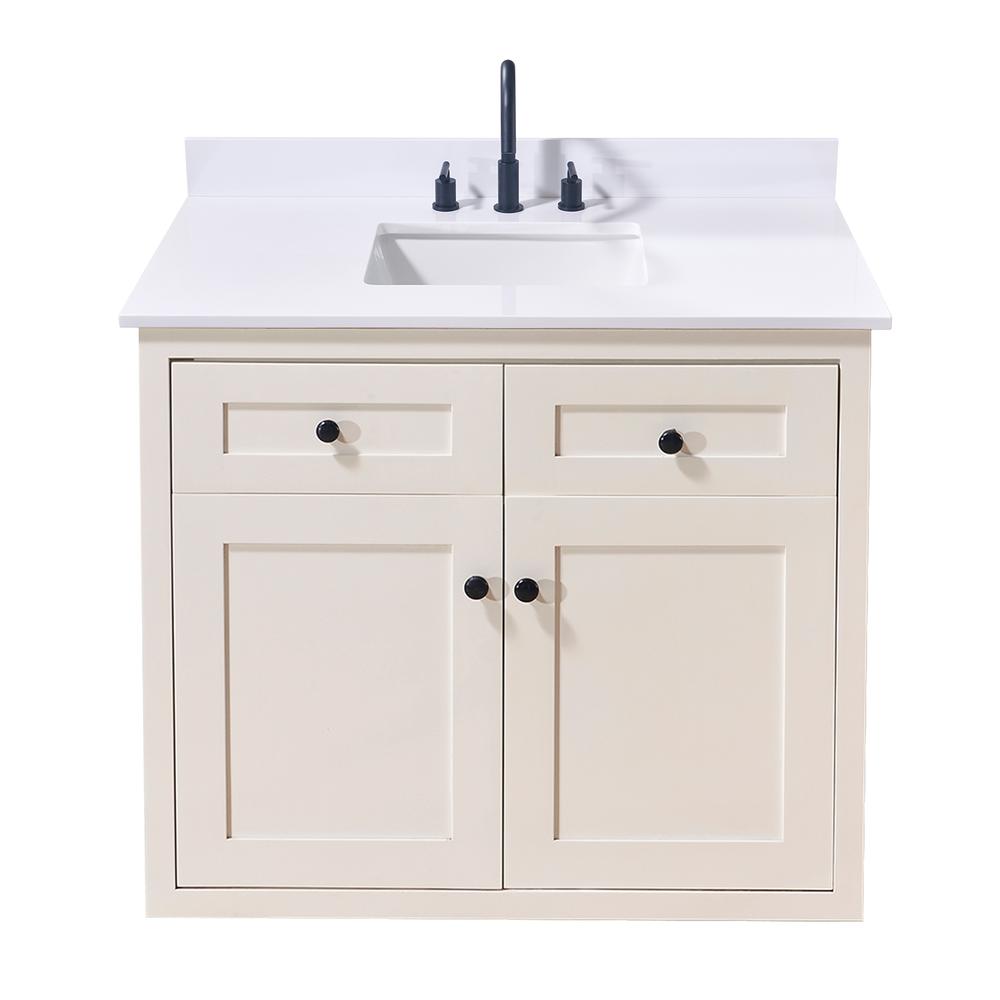 43. in Composite Stone Vanity Top in Snow White with White Sink. Picture 5