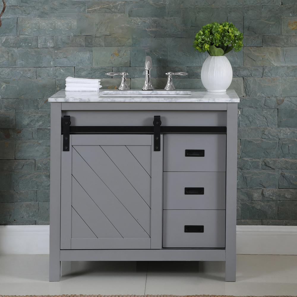 36" Single Bathroom Vanity Set in Gray without Mirror. Picture 3