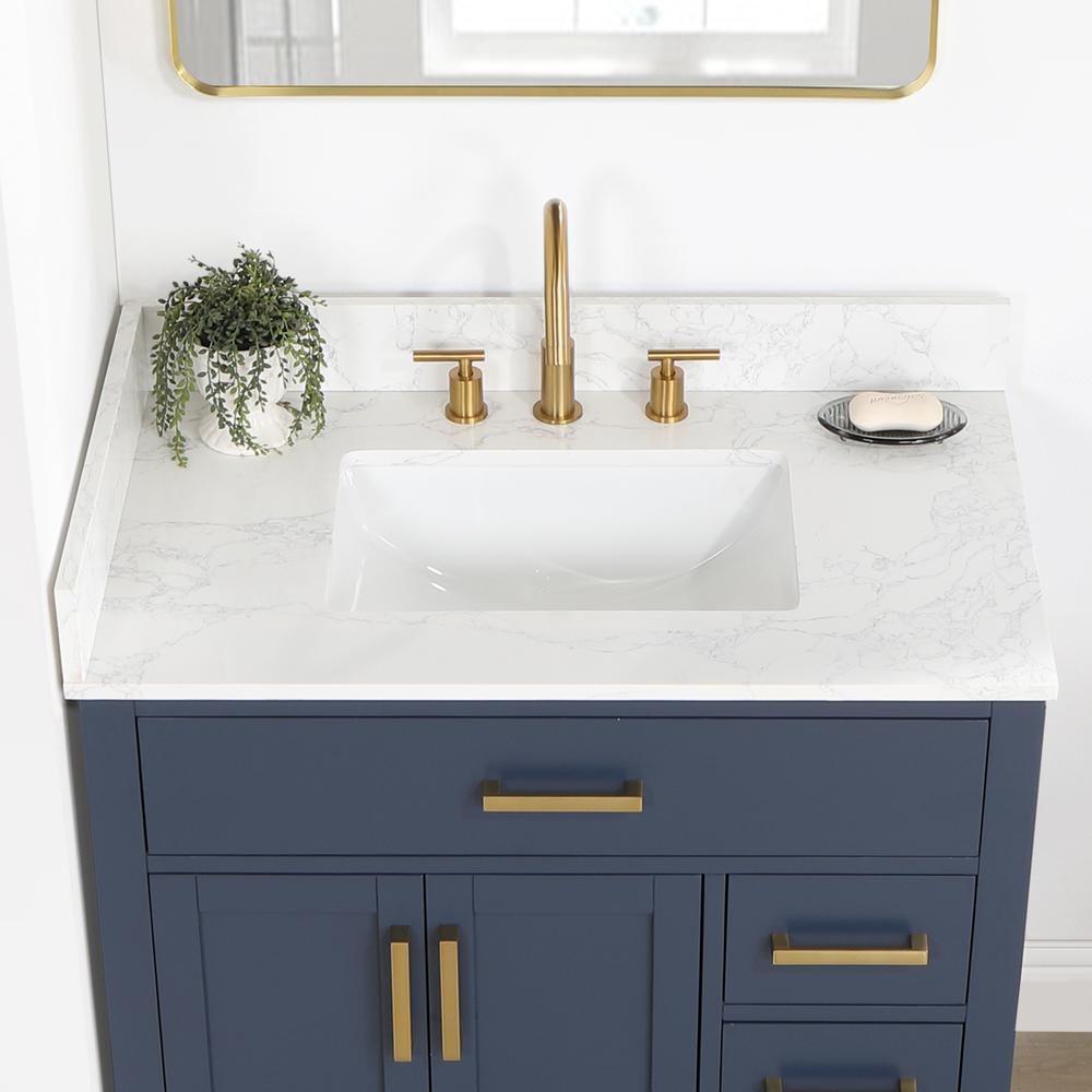 36" Single Bathroom Vanity in Royal Blue without Mirror. Picture 6