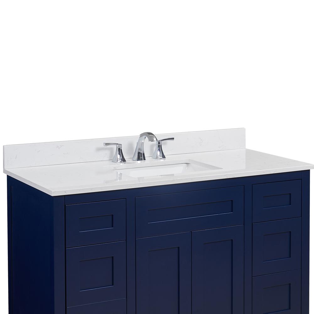 49 in. Composite Stone Vanity Top in Jazz White with White Sink. Picture 6