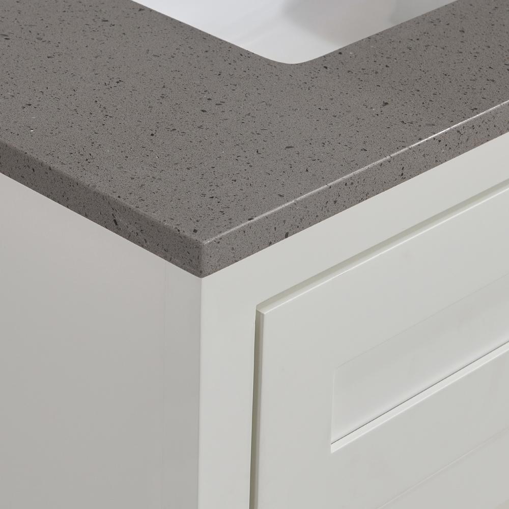 Mountain Gray/Polished Engineered Marble Bathroom Vanity Top with White Sink. Picture 8