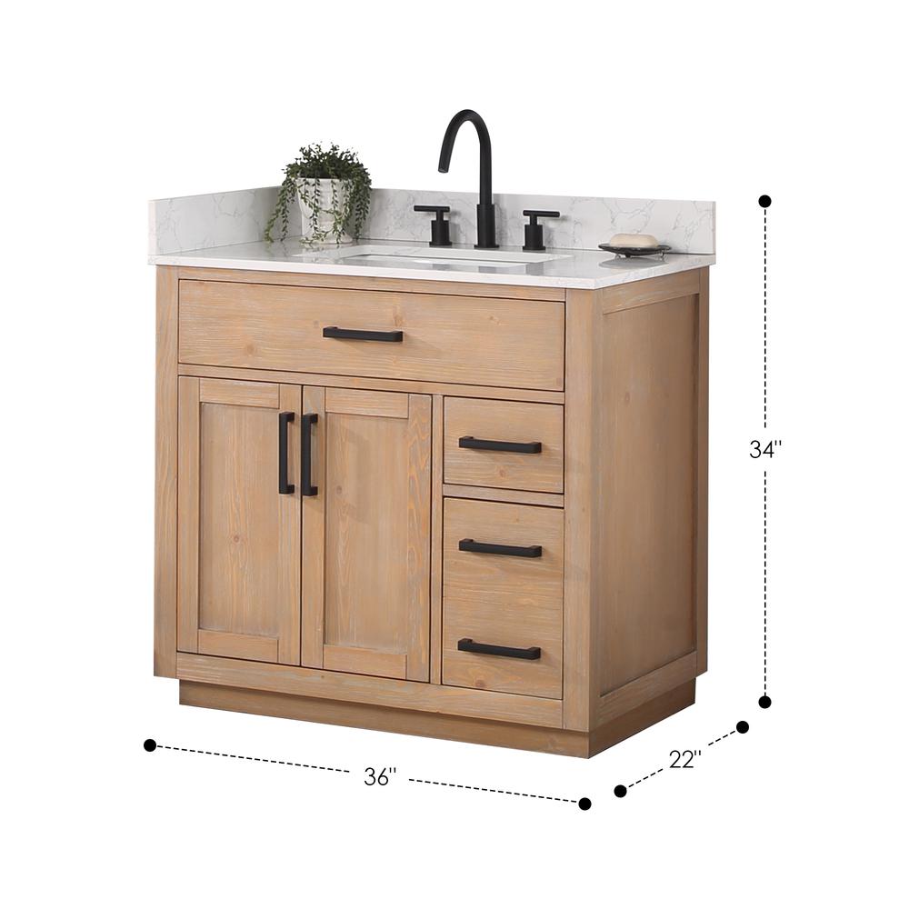 36" Single Bathroom Vanity in Light Brown without Mirror. Picture 1